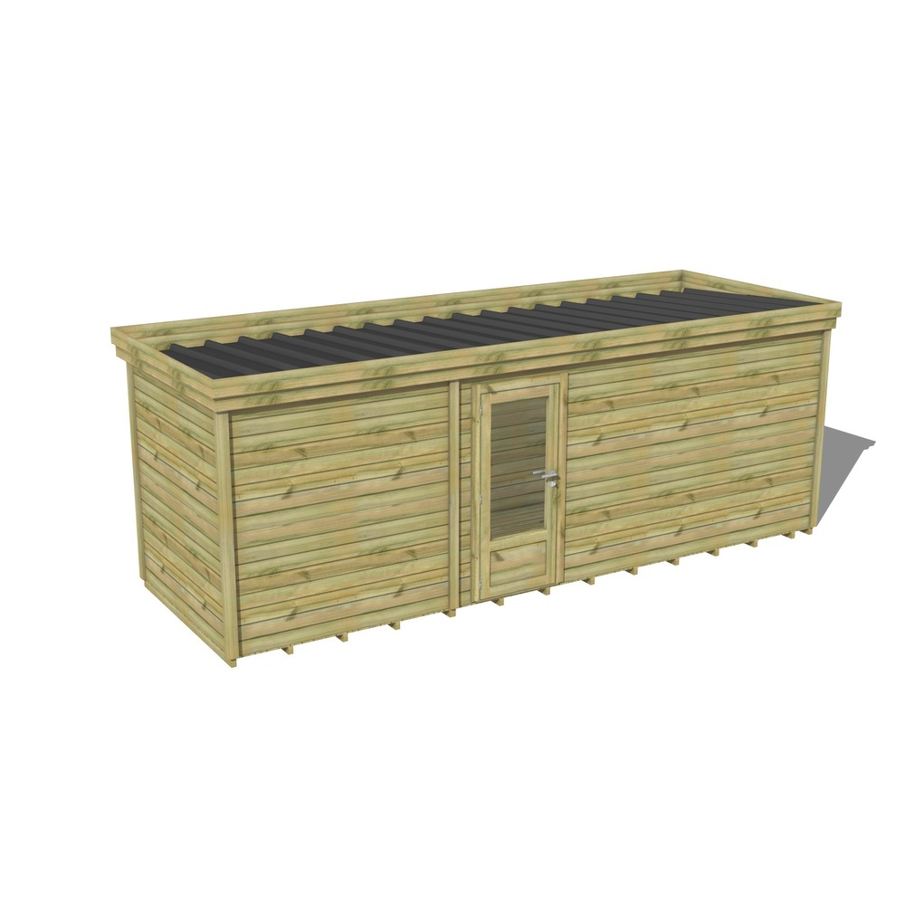 Abri de jardin bois pin traité autoclave 27mm - 6,89x2,14m / 15m2 - bac acier - plancher bois