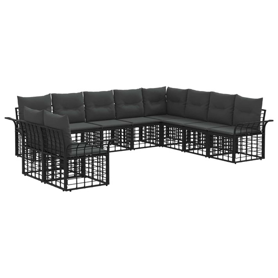 Ensemble de canapés d'extérieur 10 pcs noir et gris foncé