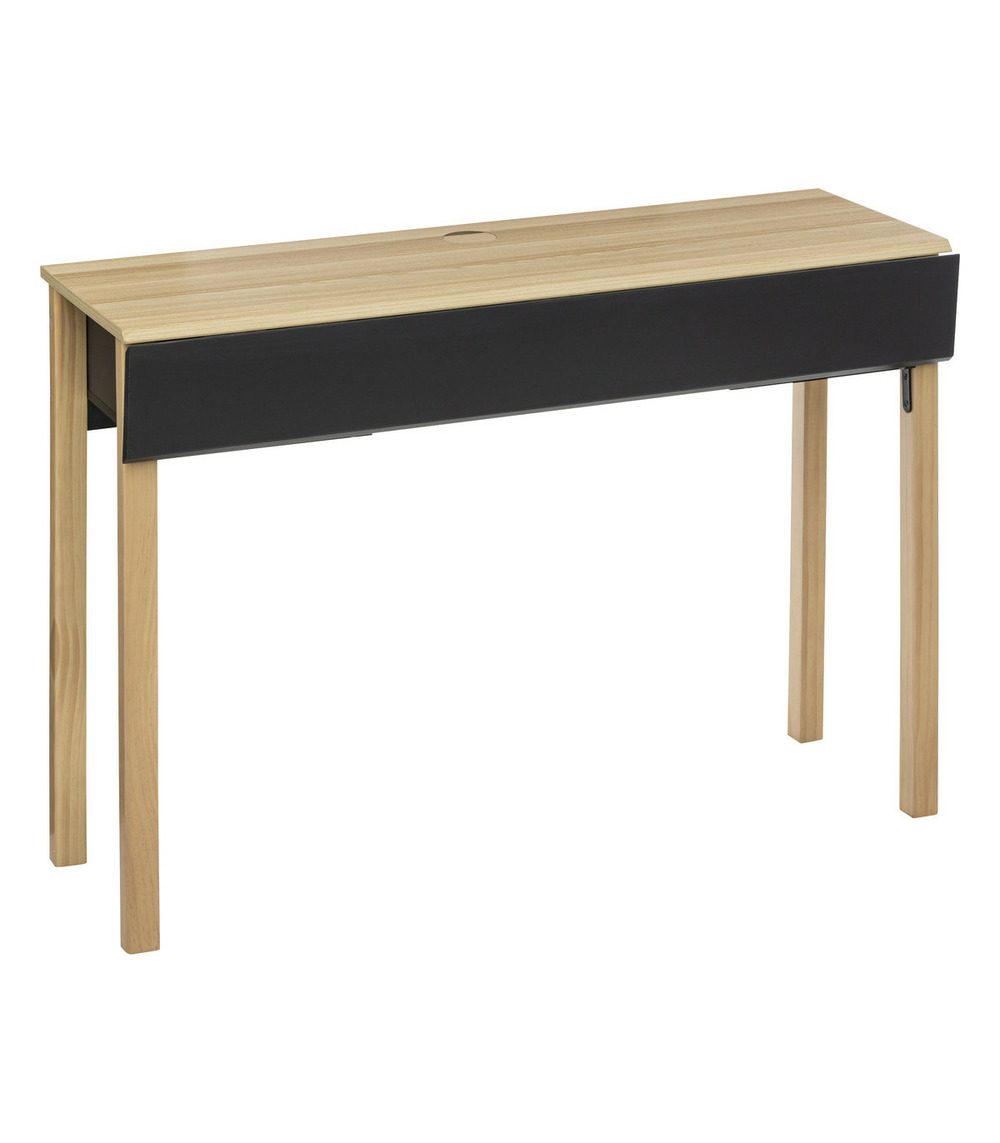 Console en métal noir et décor bois. 120x39x79cm - loft - table d