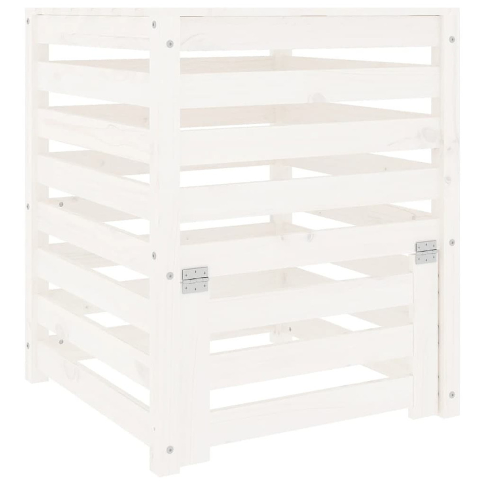 Composteur blanc 63,5x63,5x77,5 cm bois massif de pin
