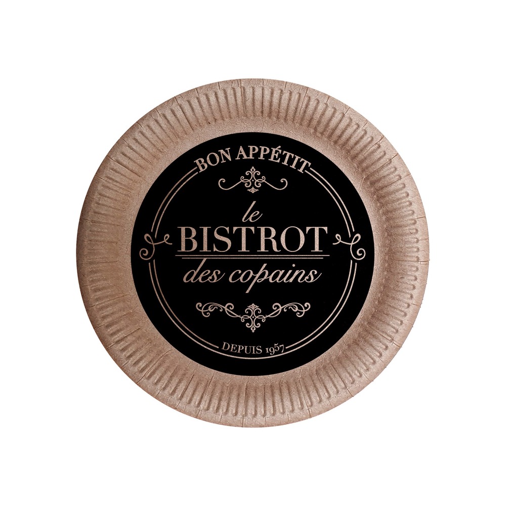 10 assiettes en kraft 18 cm bistrot parisien