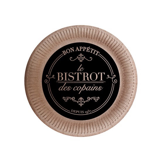 10 assiettes en kraft 18 cm bistrot parisien