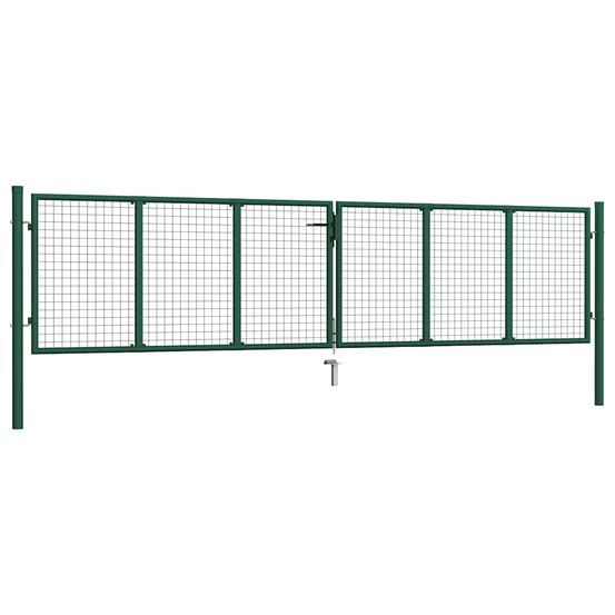 Portail de jardin en acier grillagé 400 x 75 cm vert