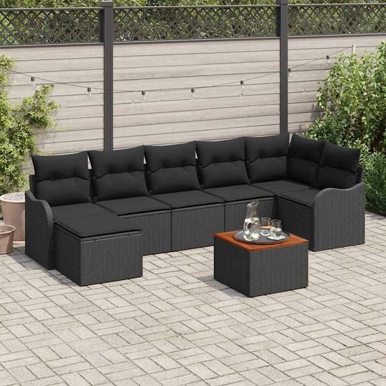 Ensemble de canapé de jardin avec stockage 8 pcs noir polyrotin