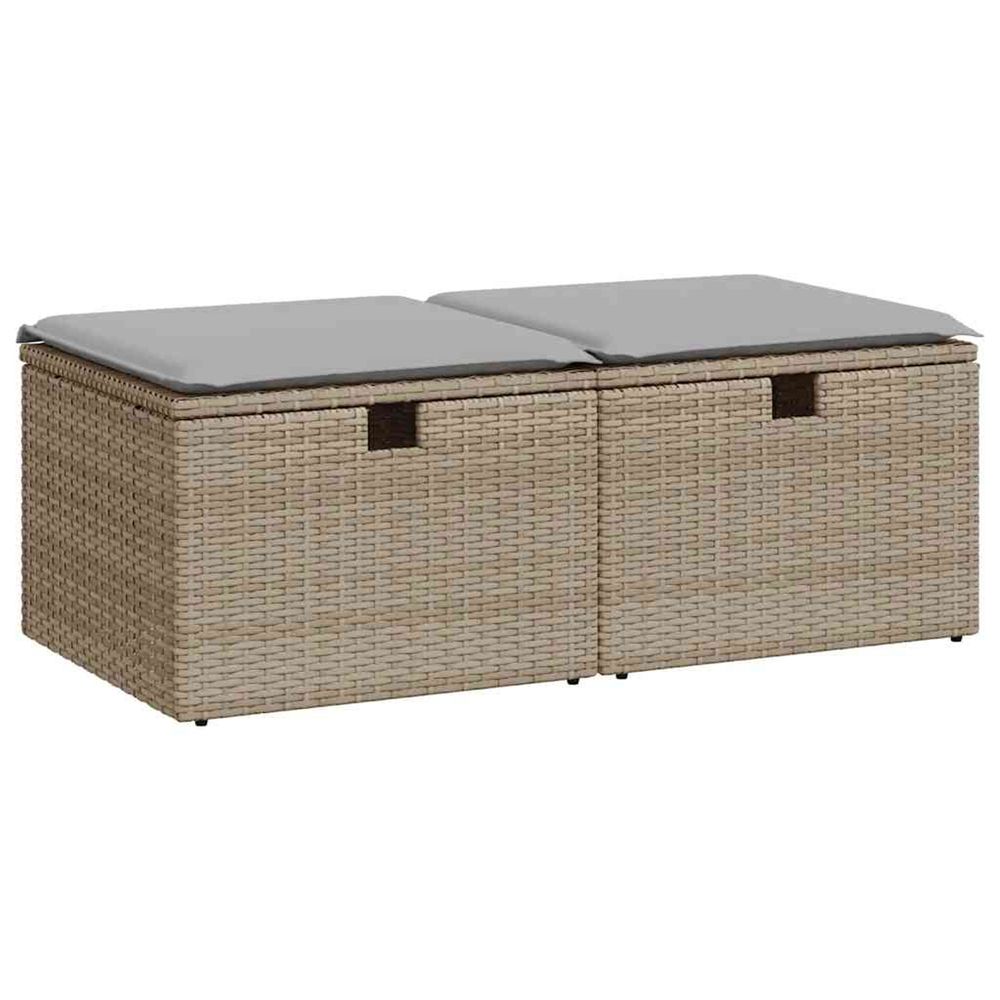 Salon de jardin avec coussins 2 pcs beige résine tressée acacia