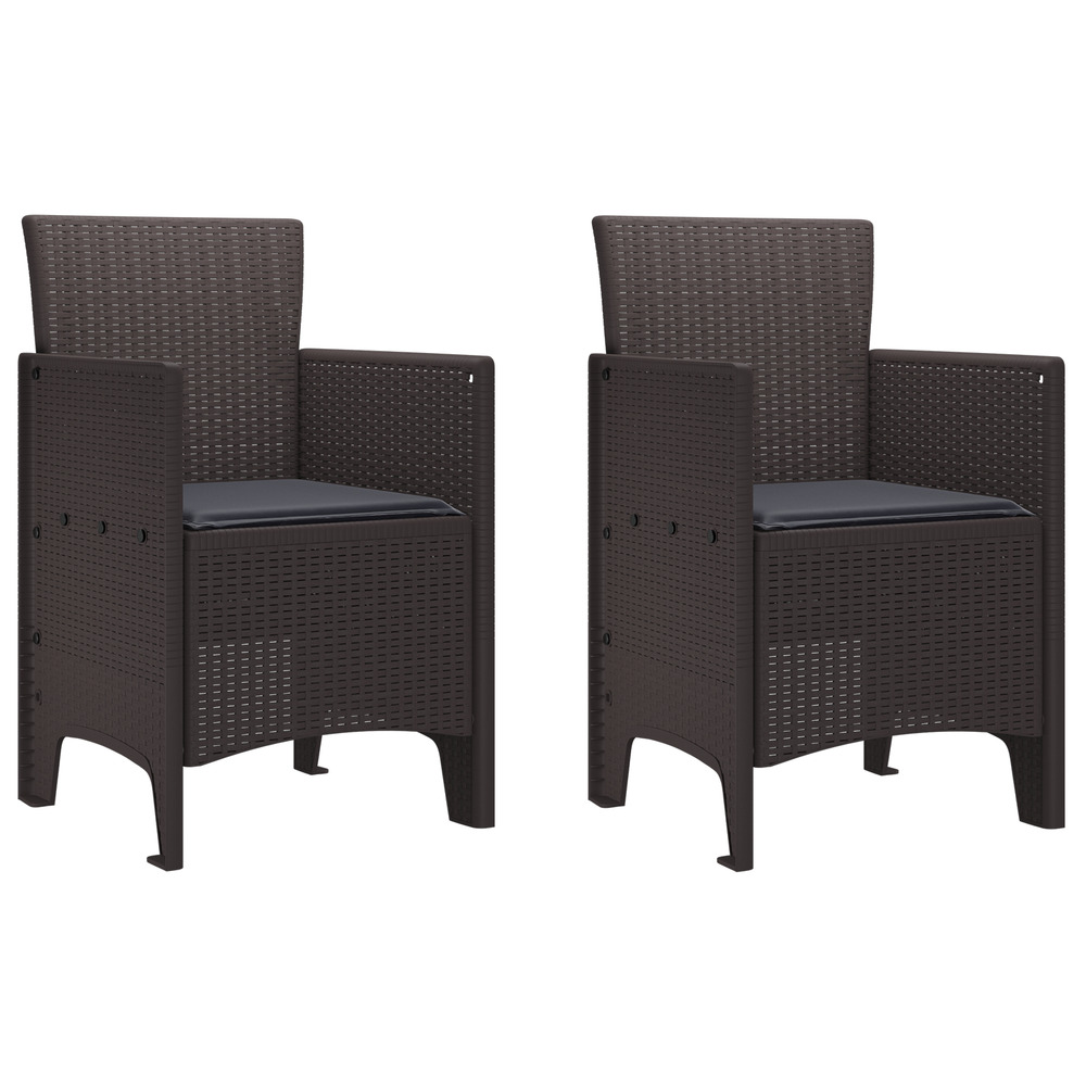 Chaises de jardin avec coussins 2 pcs marron poly rattan