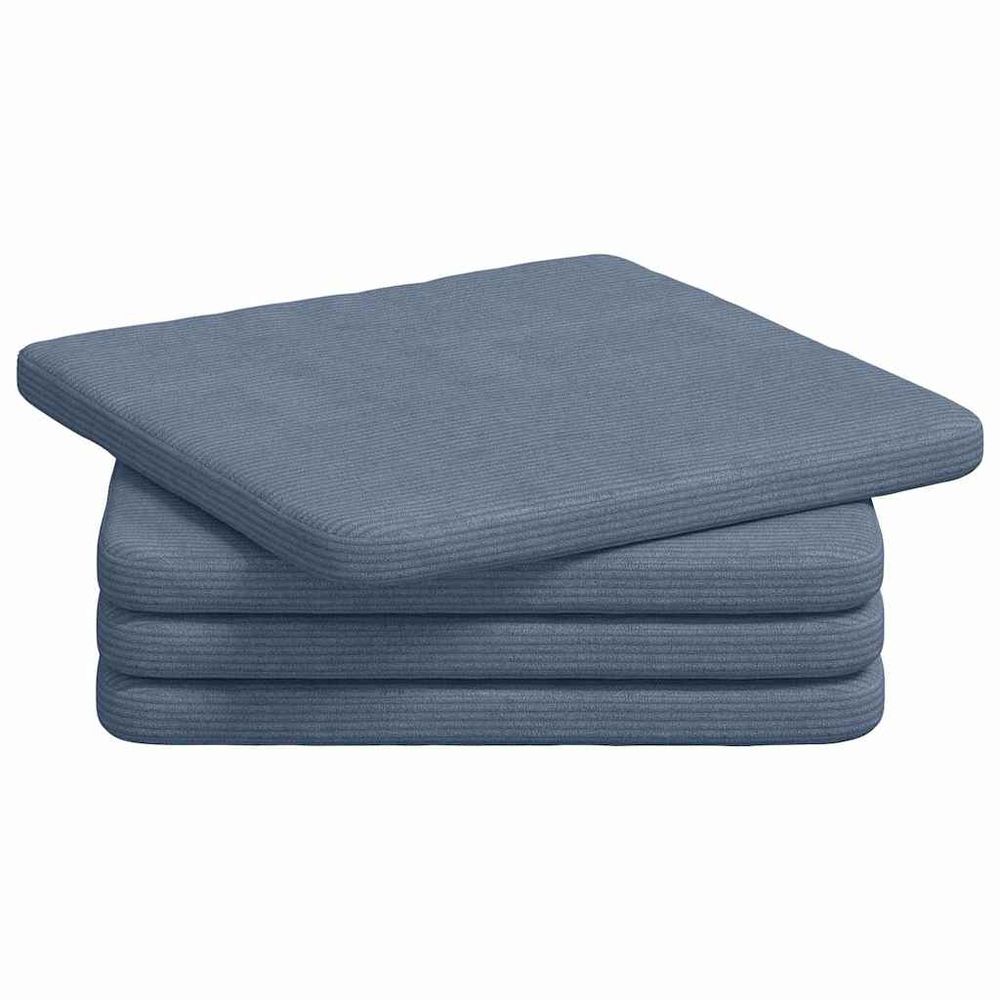 Coussins de siège 4 pc tissu en velours côtelé bleu