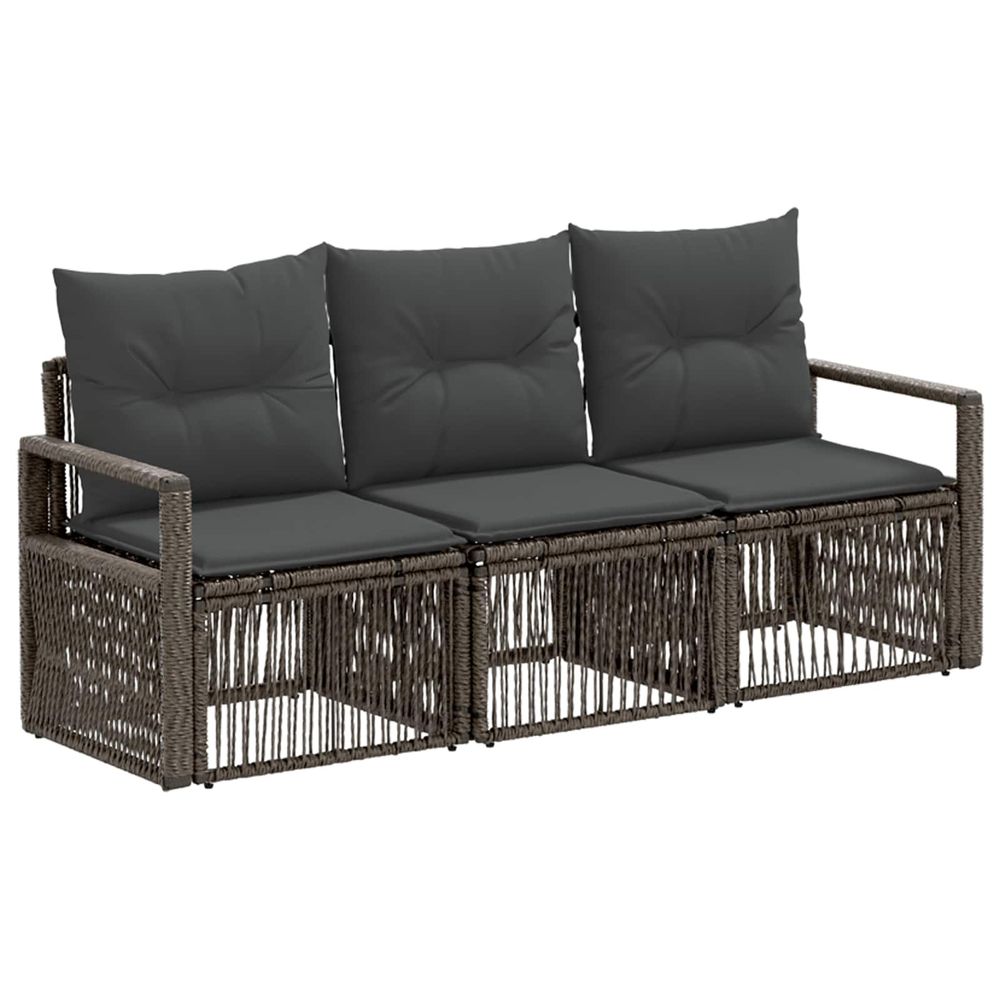 Ensemble de canapé de jardin 3 pc gris polyrotin