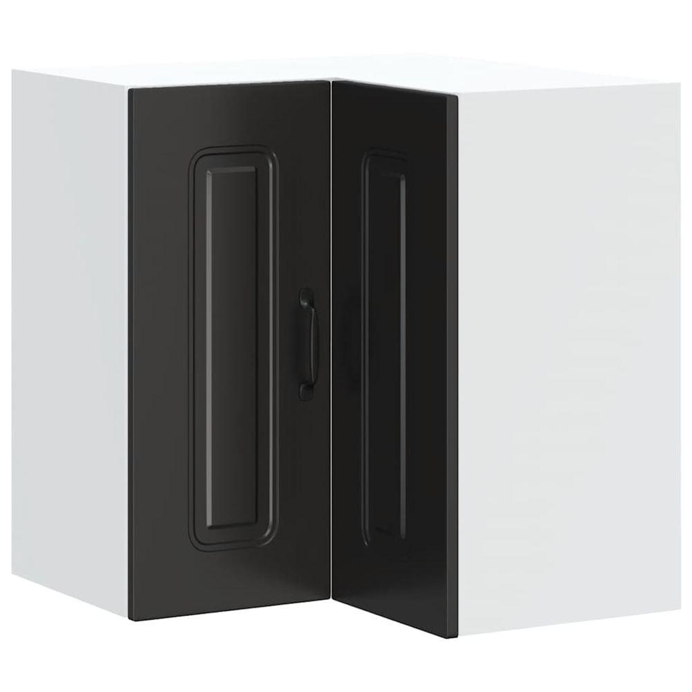 Armoire murale d'angle de cuisine kalmar noir bois d'ingénierie