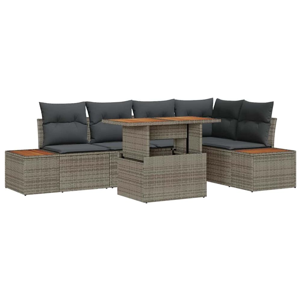 Ensemble de canapé de jardin 6 pc gris poly rotin