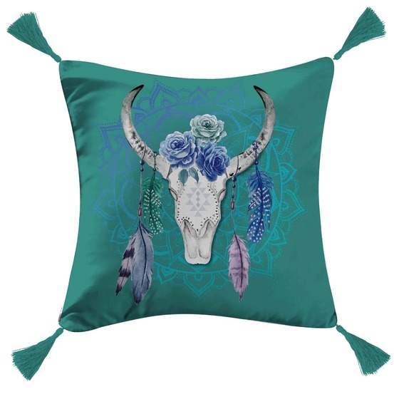 Coussin toreo turquoise