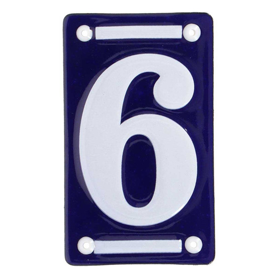 Numéro de maison en fer émaillé chiffre 6