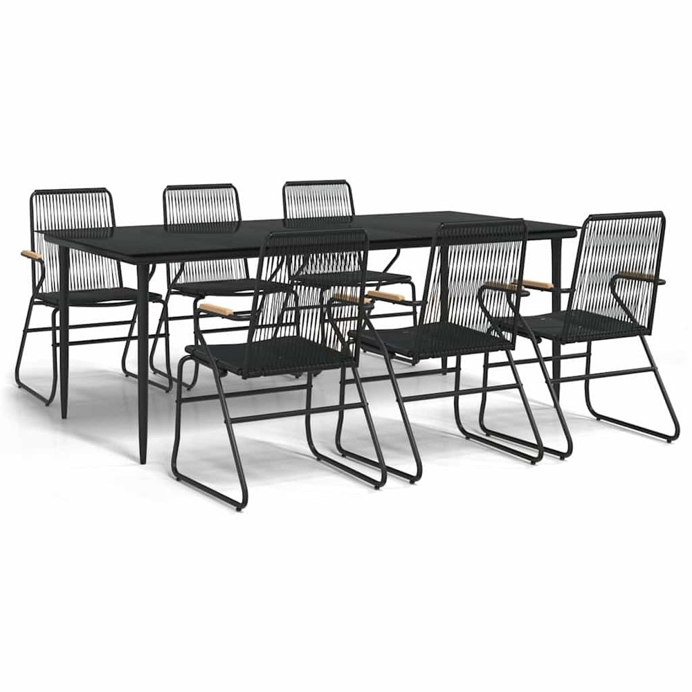 Ensemble à manger de jardin 7 pcs noir rotin pvc