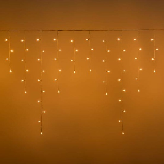 Guirlande stalactite lumineuse extérieur 3m h100cm 120 led ambré extensible câble blanc 31v ip44 smart connect lotti