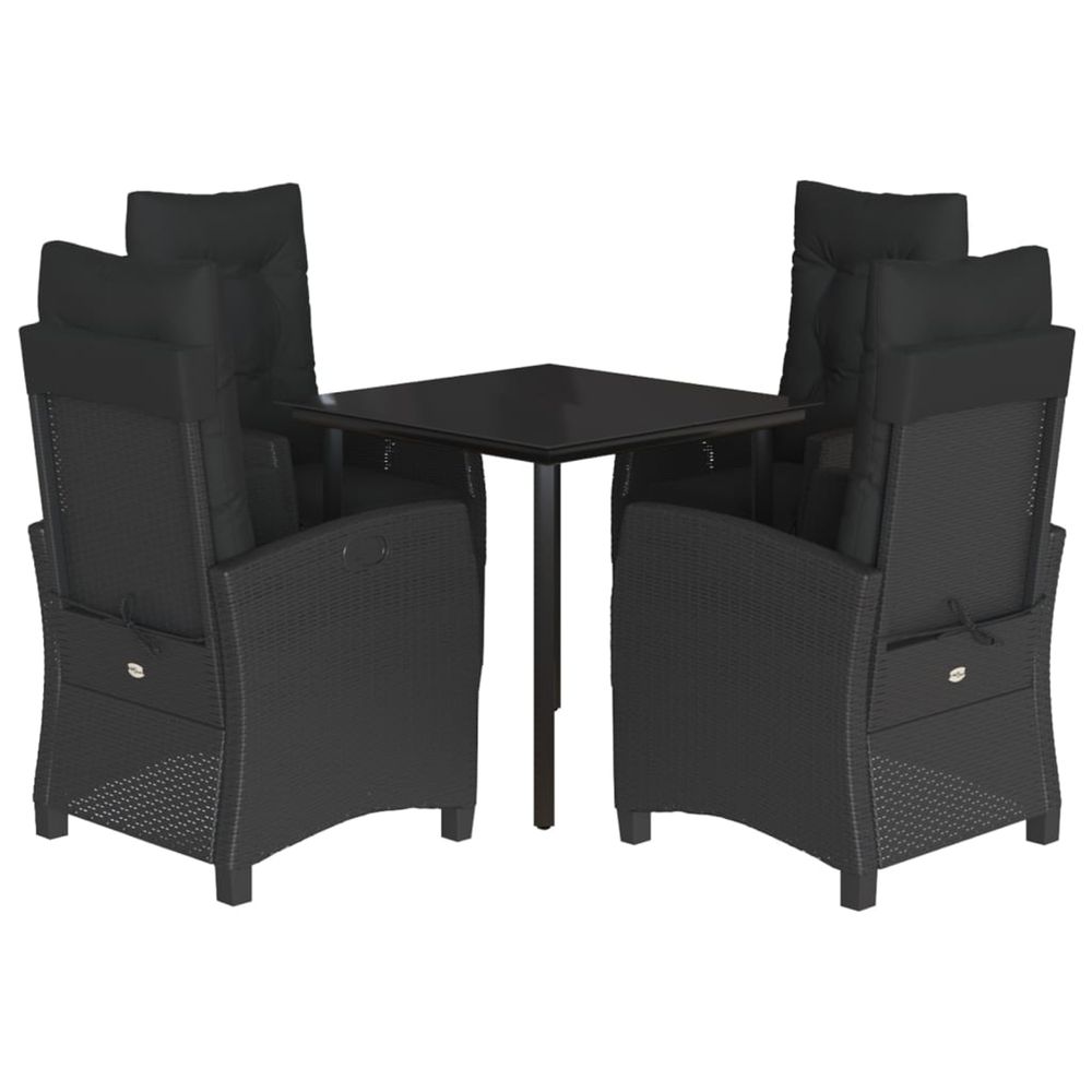 Ensemble à manger de jardin coussins 5pcs noir résine tressée