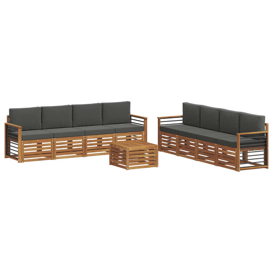 Ensembles de canapés avec coussin 9 pcs naturel et anthracite