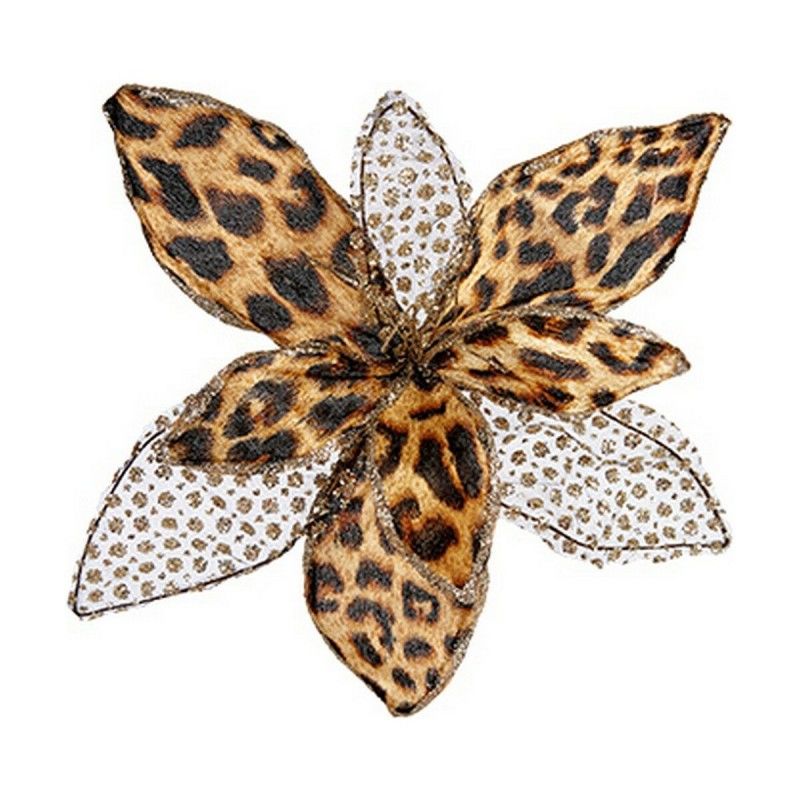 Fleur décorative léopard noël marron 35 x 35 x 35 cm