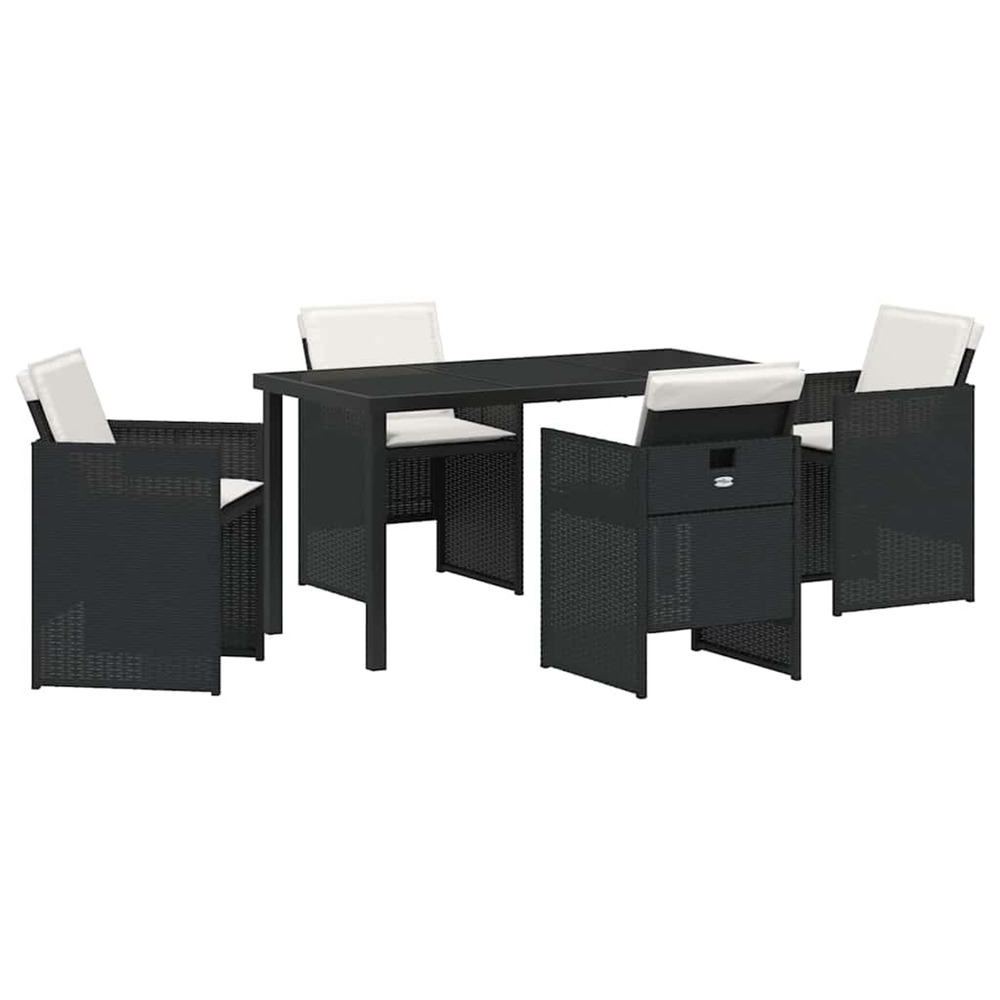 Ensemble de salle à manger pour jardin 5 pcs noir poly rotin
