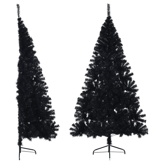 Demi sapin de noël artificiel avec support noir 180 cm pvc