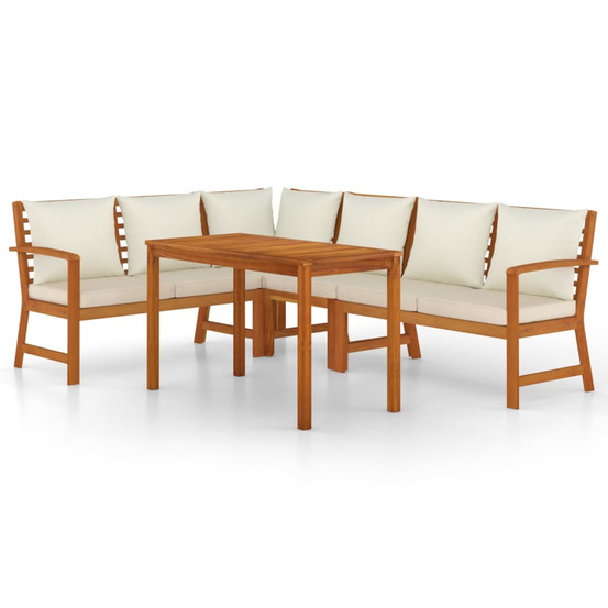 Ensemble à manger de jardin coussins 5 pcs bois acacia