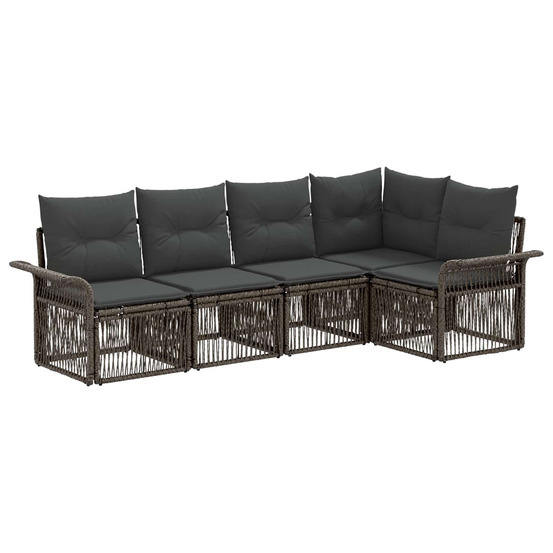 Ensemble de canapé de jardin 5 pcs gris polyrotin