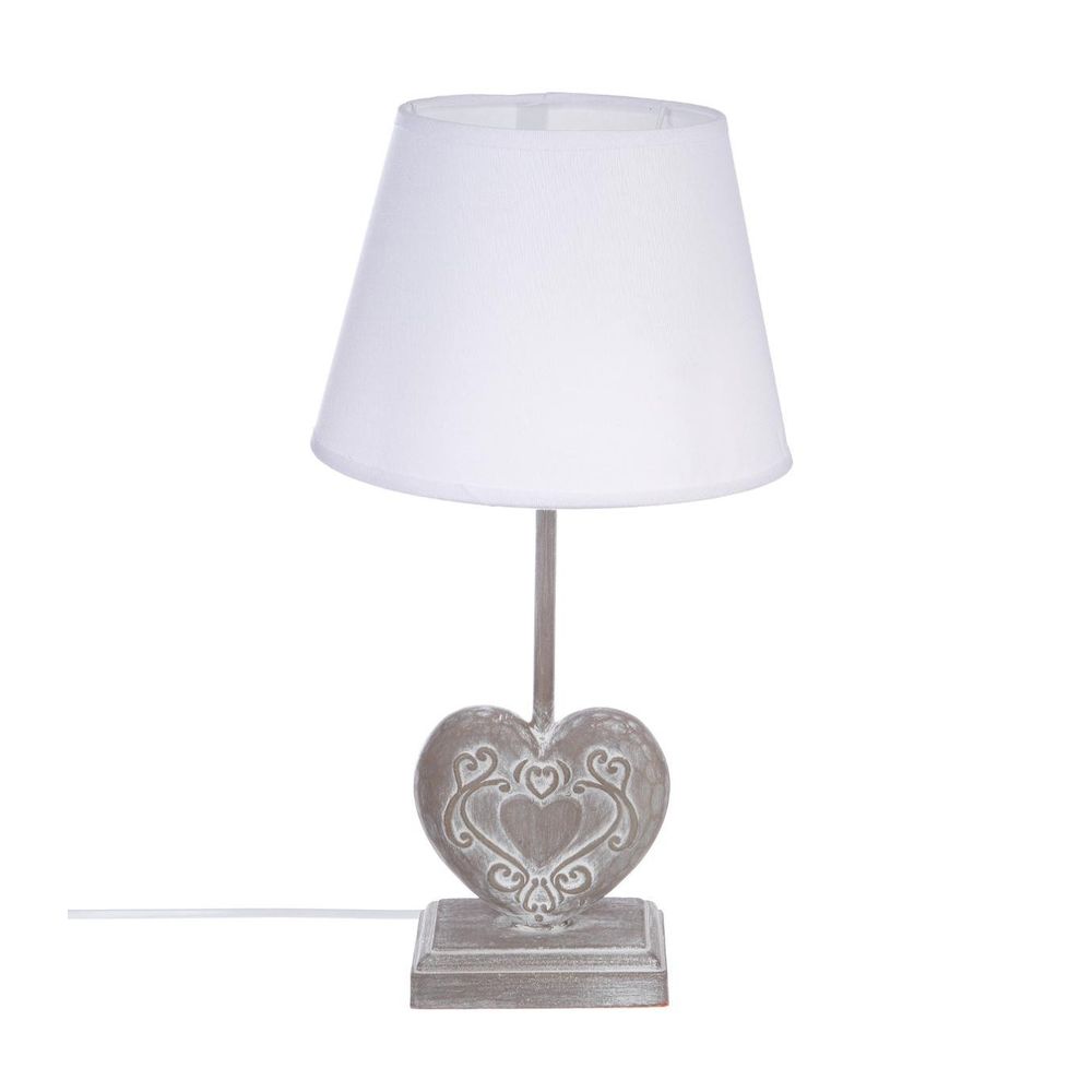 Lampe à poser pied en bois forme coeur h 49 cm