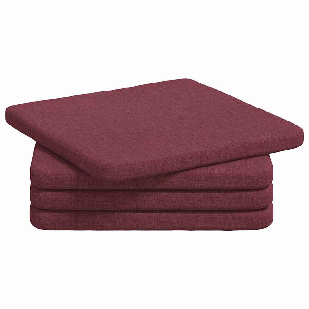Coussins de siège 4 pc tissu bordeaux 40 x 40 x 3 cm