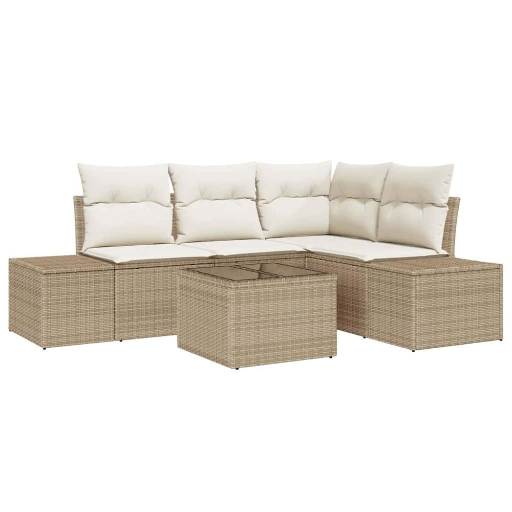 Ensemble de canapé de jardin beige et crème polyrotin