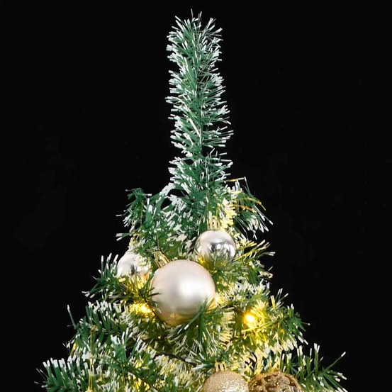 Sapin de noël artificiel 300 led&boules&neige floquée 180 cm