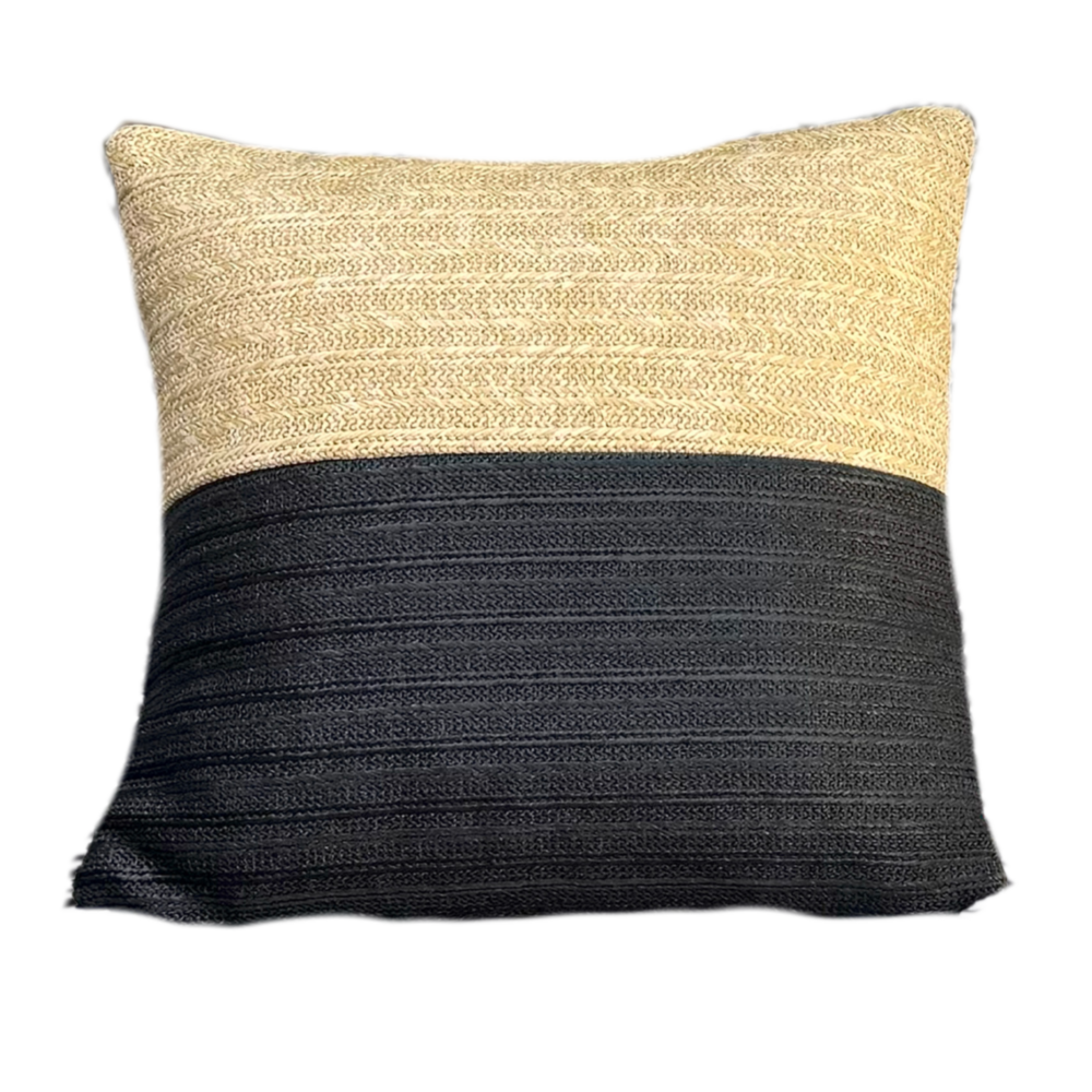Housse de coussin effet raphia - bi-colore - carré - 45x45cm