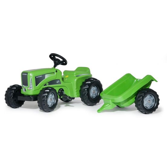 Tracteur a pedales + remorque rollykiddy futura vert