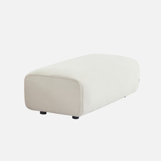 Pouf, module pour canapé, repose-pieds pour canapé d'angle 3 places en bouclette, l 123 x p 60 x h 41cm - wallas