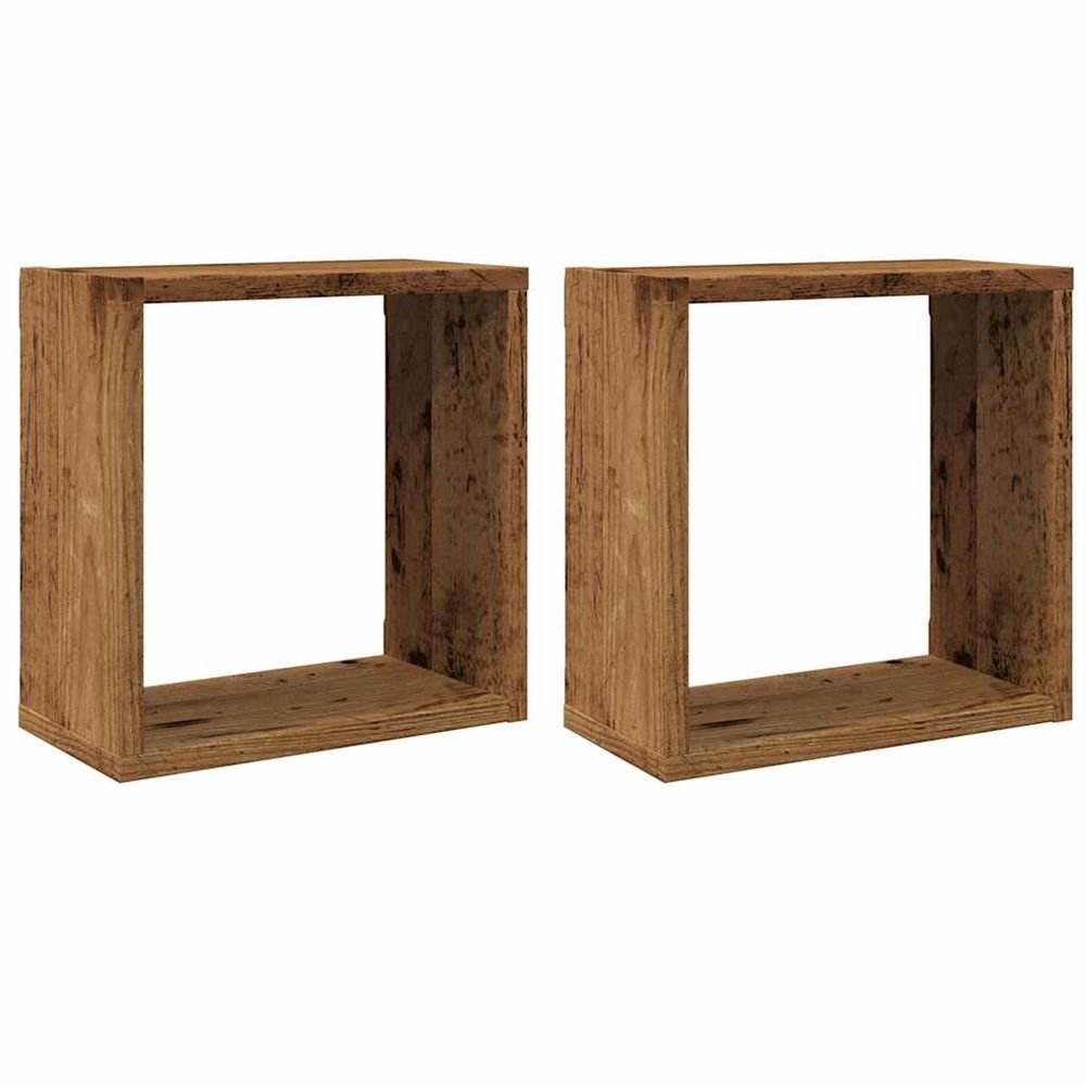 Étagères cube murales 2 pcs vieux bois 30x15x30 cm