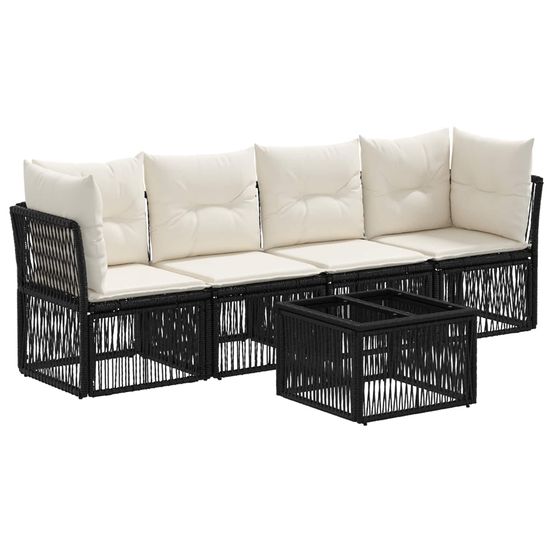 Ensemble de canapé de jardin 5 pc noir polyrotin