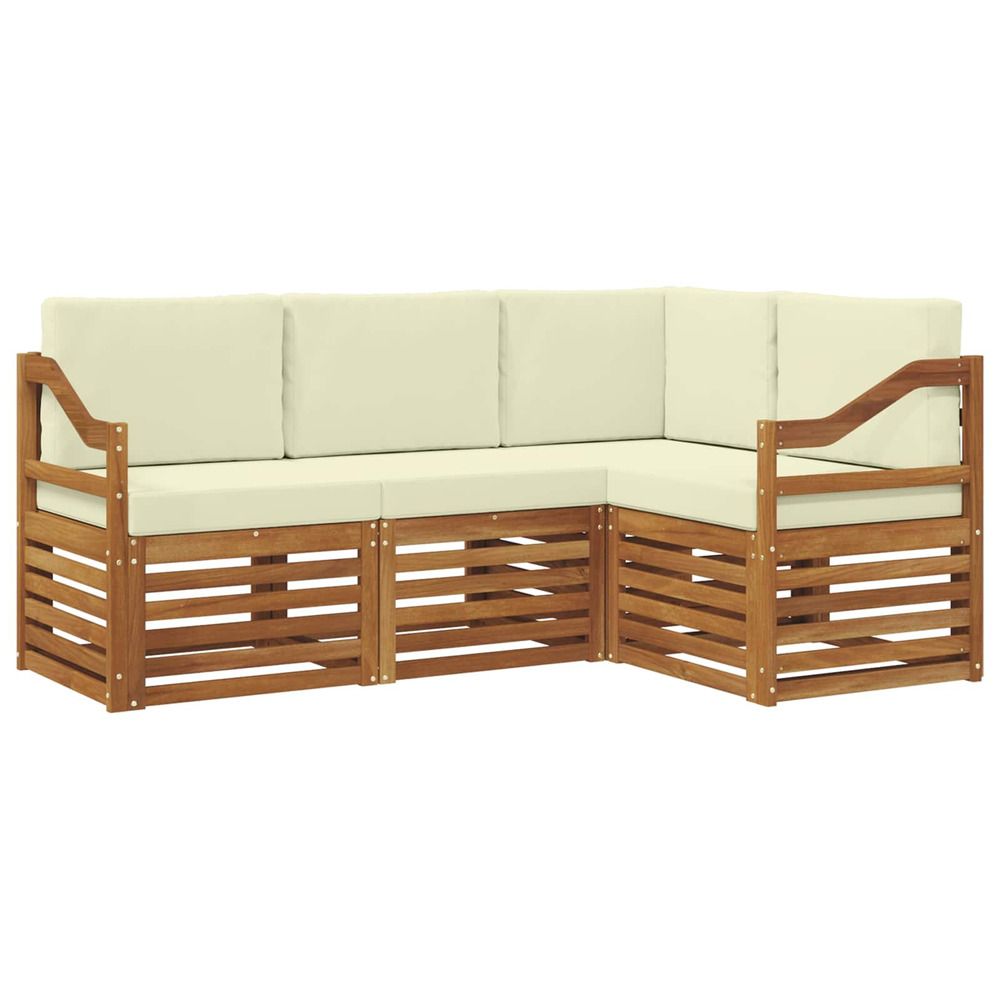 Ensemble de canapés d'extérieur 4 pc naturel et crème polyester