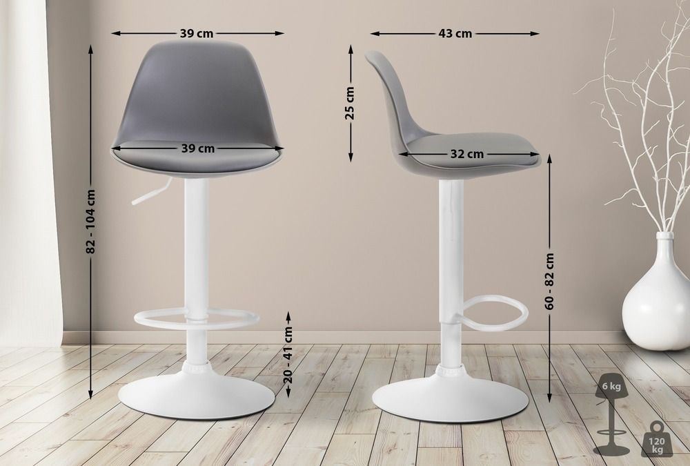 Tabouret de bar kiel simili cuir blanc