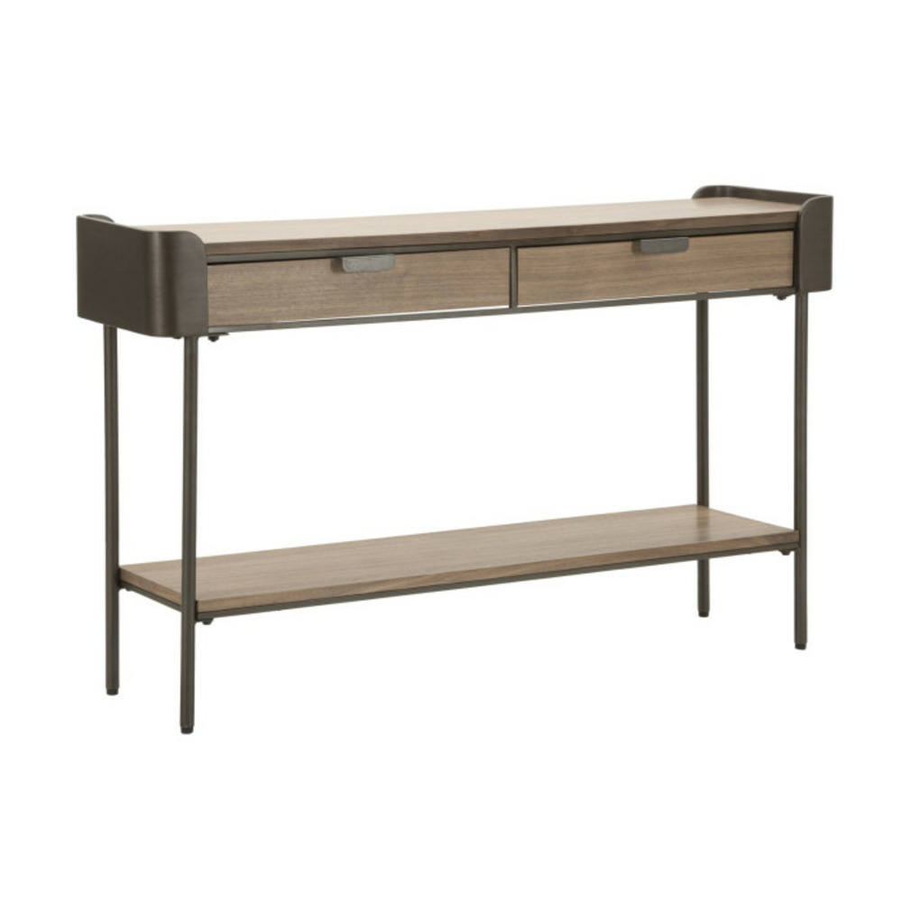 Console 2 tiroirs en bois 