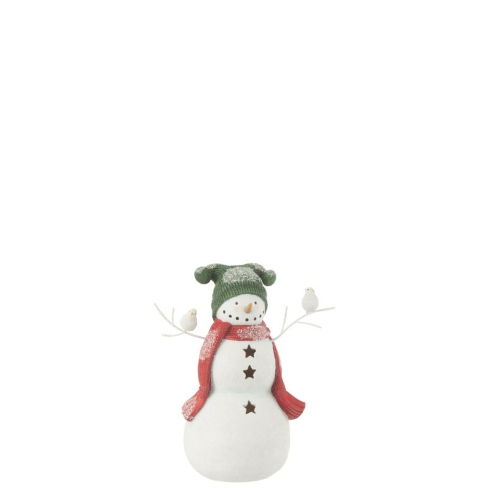Bonhomme de neige décoratif en polyrésine multicouleur 23.5x14x27.5 cm