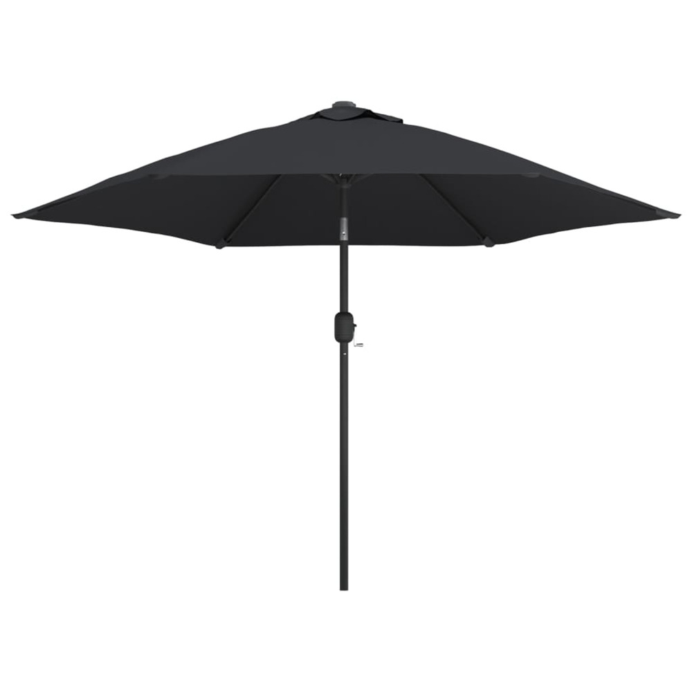 Parasol d'extérieur avec lumières led et mât en acier noir