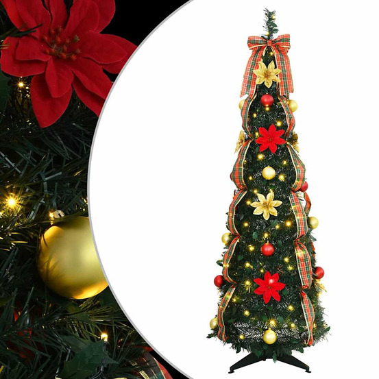Sapin de noël artificiel avec 100 led vert 150 cm pvc