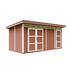 Abri de jardin à base de bois en panneaux lp smartside 8.52 + 2.95 m² - cabane de jardin exterieur - timbela m905c - redwood red