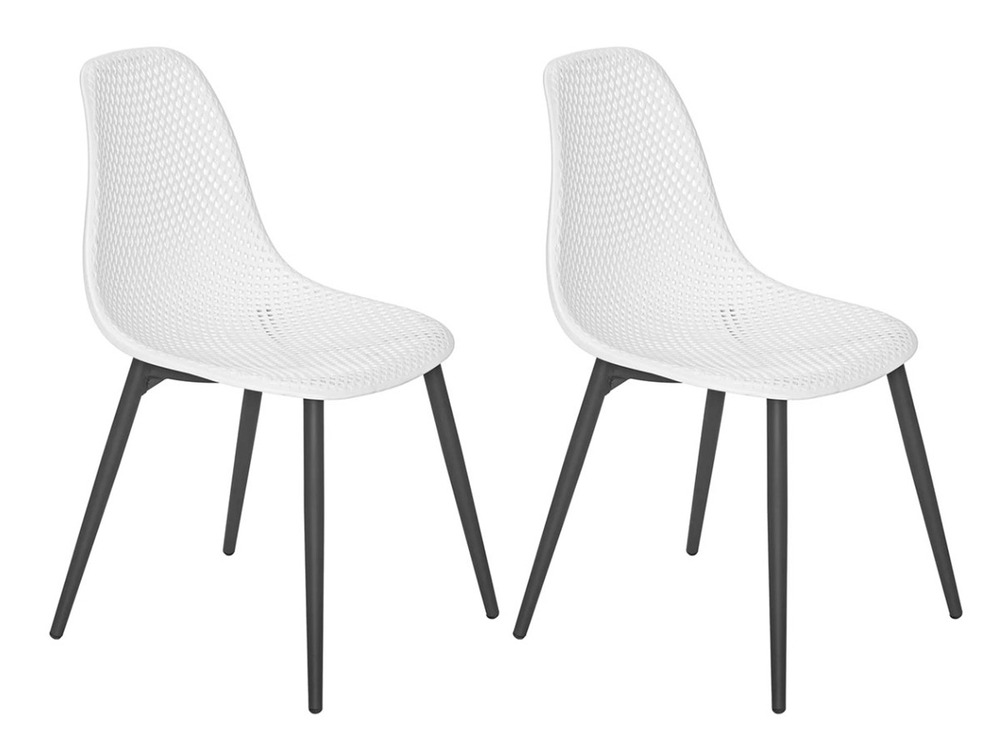 Lot de 2 chaises de jardin en aluminium et résine coloris blanc malte