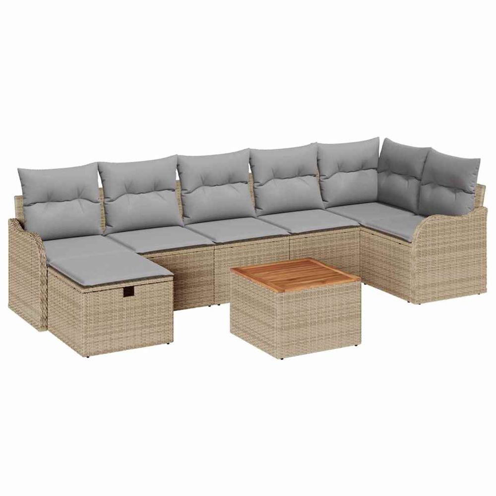 Ensemble de canapé de jardin 8 pc beige polyrotin