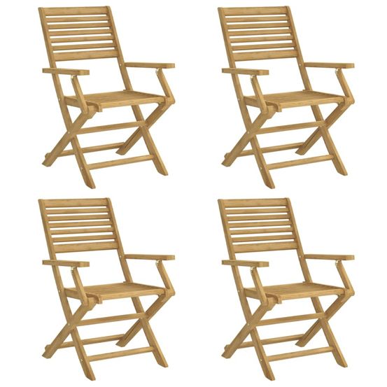 Chaises pliantes, lot de 4, 54,5 x 61,5 x 86,5 cm, en bois d'acacia massif