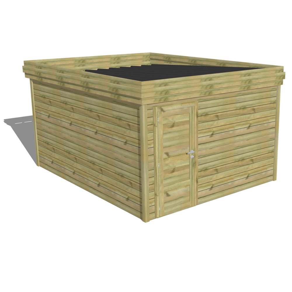 Abri de jardin bois pin traité autoclave 27mm - 3,44x4,34m / 15m2 - bac acier - abri français