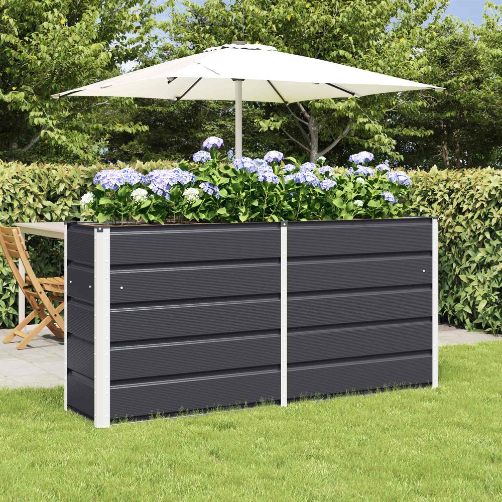 Carré potager surélevé acier jardin terrasse bac à fleurs haut 160x40x75 cm anthracite
