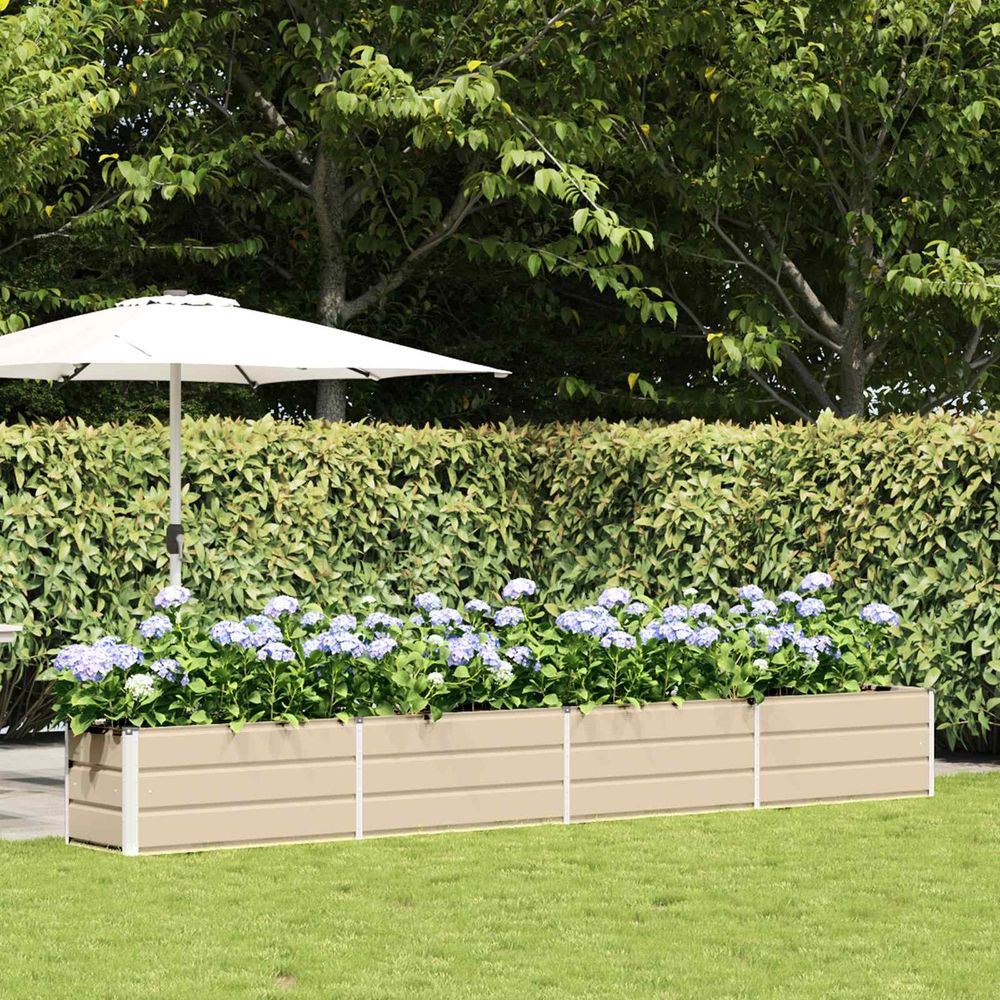 Jardinière extérieure extra longue acier galvanisé 385x50x45 cm ivoire