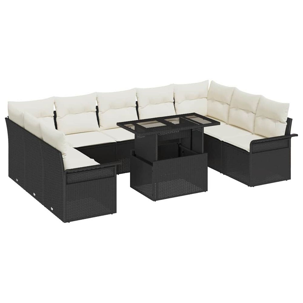 Ensemble de canapé de jardin 10 pc noir poly rattan