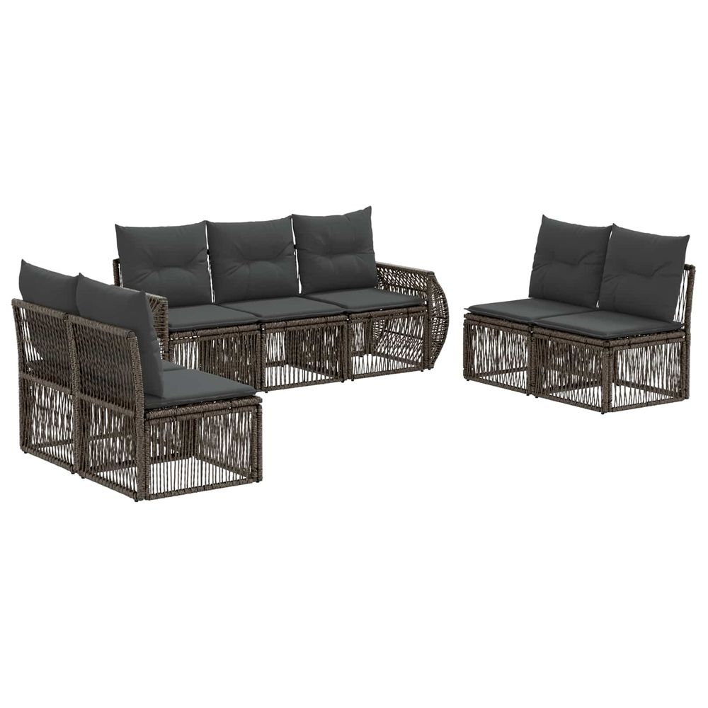 Ensemble de canapé de jardin 7 pc gris et gris foncé polyrotin