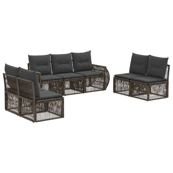 Ensemble de canapé de jardin 7 pc gris et gris foncé polyrotin